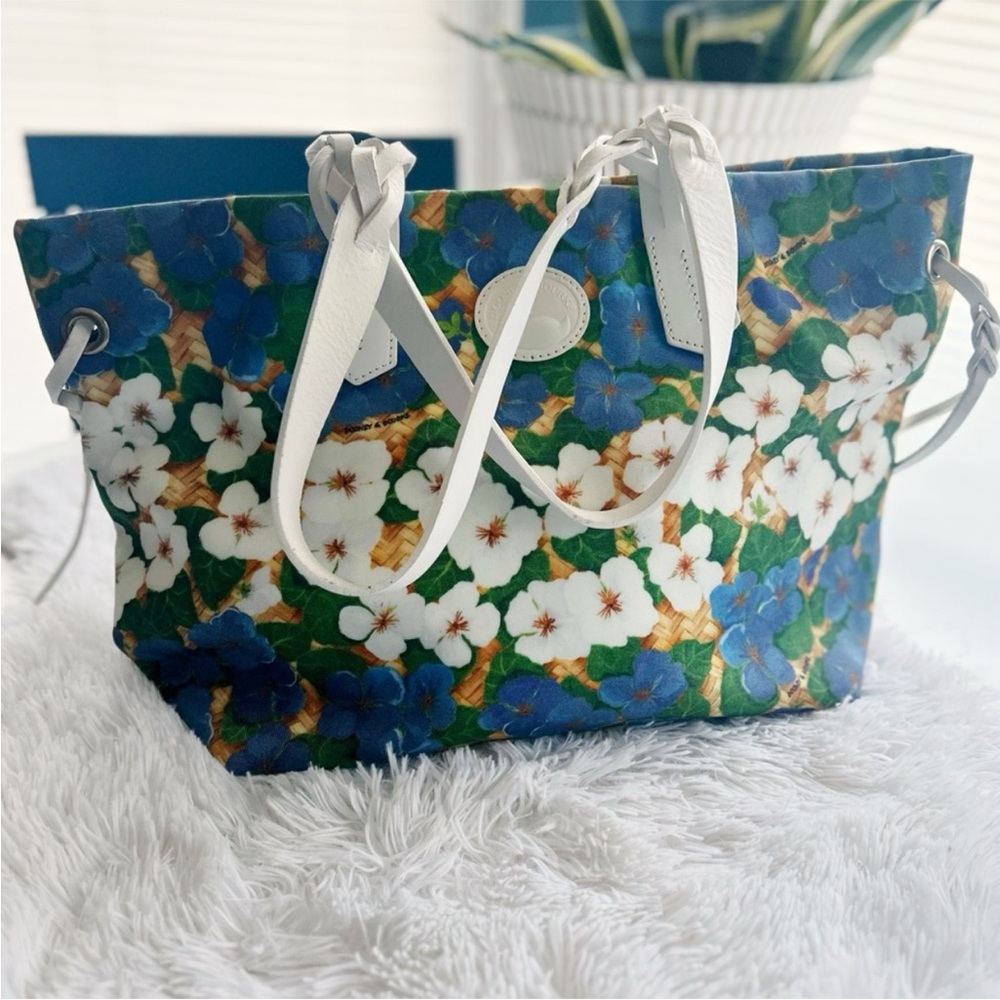 Dooney and Bourke Floral Tote Bag with White Handles